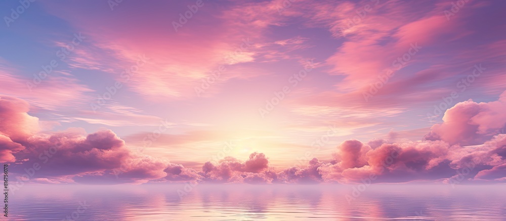 Poster beautiful cloudscape with pink clouds at the sunset. copy space available