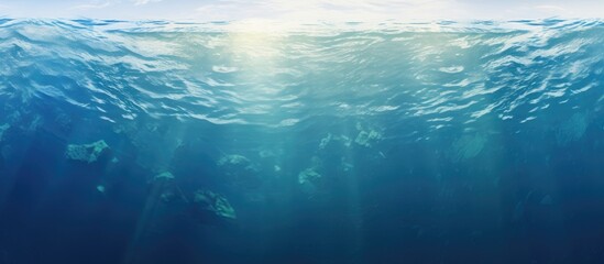 Fototapeta premium Seascape from high perspective Top view of ocean sea water Deep ocean in daylight Calm and relaxing concept. copy space available