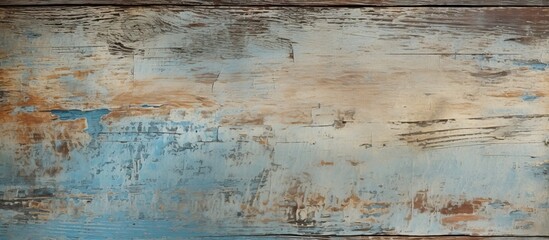 Shabby weathered wood texture as background Brown wood with remains of blue paint and scratches. copy space available
