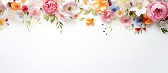A white background with a floral frame provides a charming copy space image
