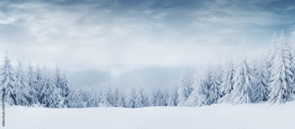 Aufkleber natural background fir branches snowfall and border copy space