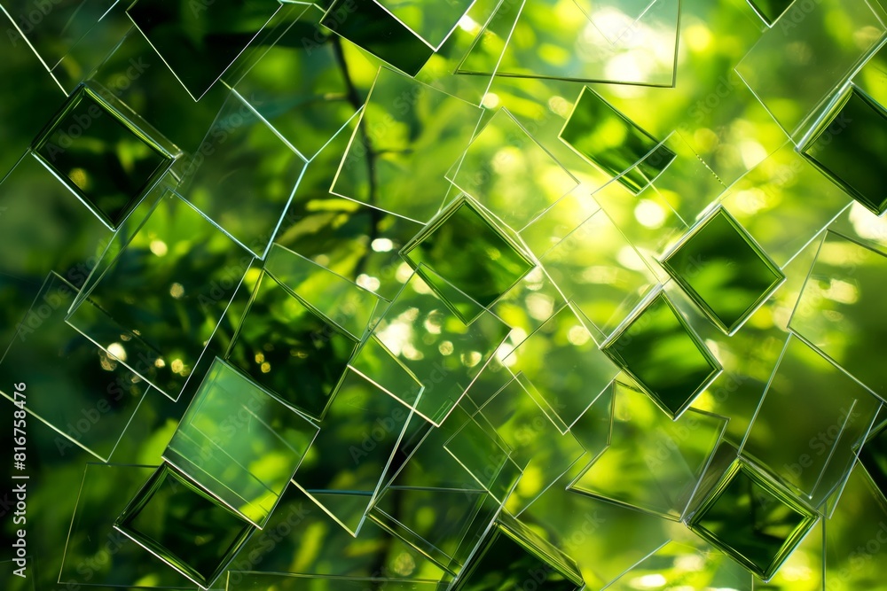 Poster vibrant abstract geometric green background with unique shapes and modern patterns for wallpaper des