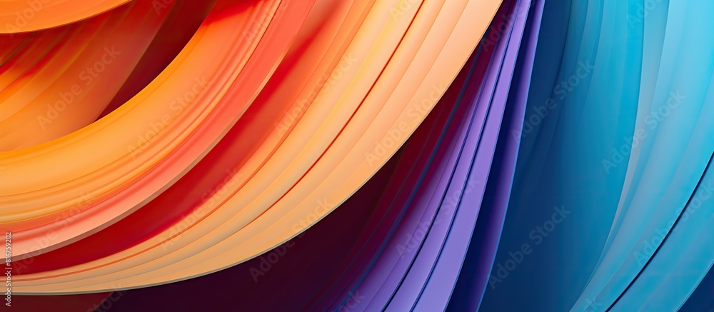 Poster graphic abstract image of colorful origami pattern made of curved sheets of paper. copy space available