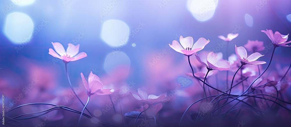 Poster violet abstract bokeh background from nature environment. copy space available