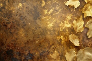 Luxurious abstract background with golden leaf textures and rich brown hues, ideal for elegant designs