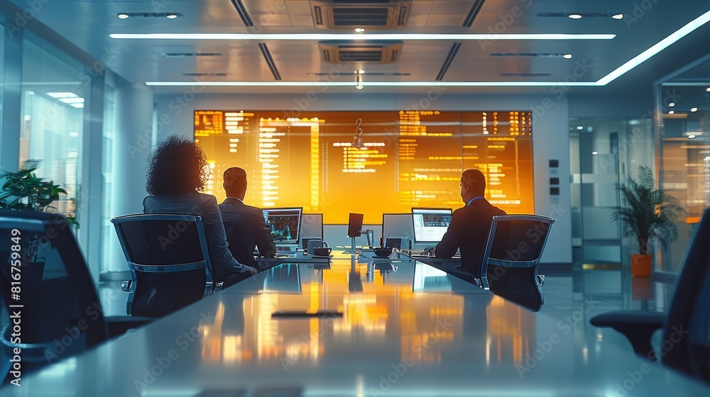 Poster a modern well lit office environment with a diverse team of professionals engaging in an audit meeti
