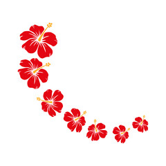 Logo vacaciones en Hawái. Silueta de flores de hibisco con forma de marco  © teracreonte