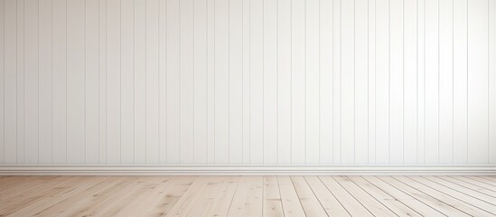 empty room with white wall and wood floor background. copy space available