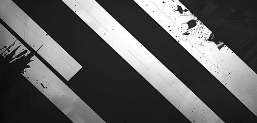 Fototapeta premium Clean black-white design abstract disruptions, minimalist.