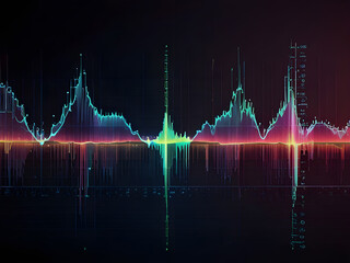 Data visualization, data network, glow sound waves effect or abstract technology background ai generative
