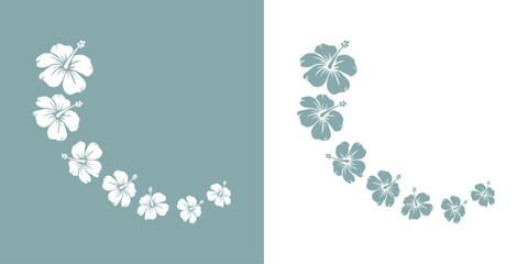 Logo vacaciones en Hawái. Silueta de flores de hibisco con forma de marco © teracreonte