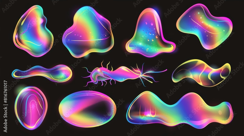 Poster the holographic y2k chameleon blur spot abstract shape modern design is rendered in a soft texture o