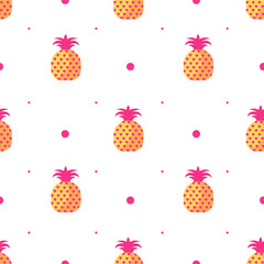 Pineapple Seamless Pattern White Background