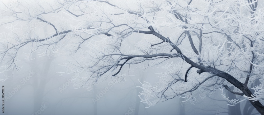 Poster tree branches with hoar frost. copy space available