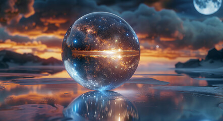 3D render of In the silence of the cosmos, crystal ball echoes with the whispers of the stars....