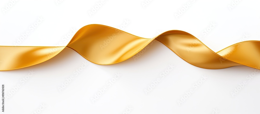 Poster beautiful gold ribbon curl on white background. copy space available