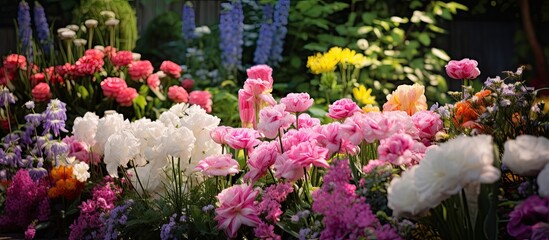 Beautiful flowers in garden. copy space available