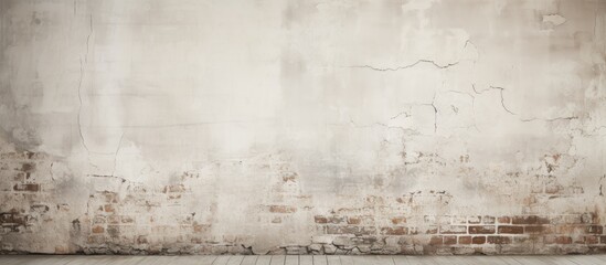 Corner old white brick wall Grunge background. copy space available