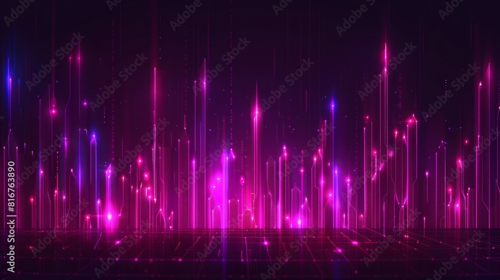 Poster a neon audio voice frequency wave and abstract sound light modern background. a radio pulse effect c
