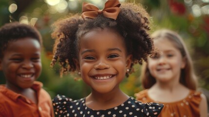 Smiling Children in a Garden