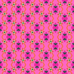 a pattern with some small pink stars on it and green squares