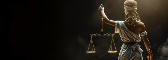 Legal and law concept statue of Lady Justice with scales of justice, AI generation