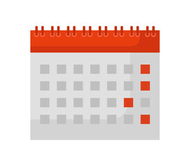 a calendar with dates on it and a red edge next to a square shape,