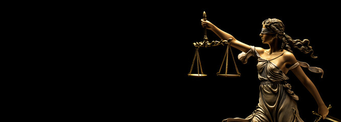 Legal and law concept statue of Lady Justice with scales of justice, AI generation