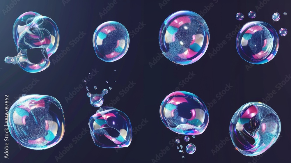 Aufkleber burst of soap bubble. water balloon explosion effect. animation sprite sheet of transparent liquid s