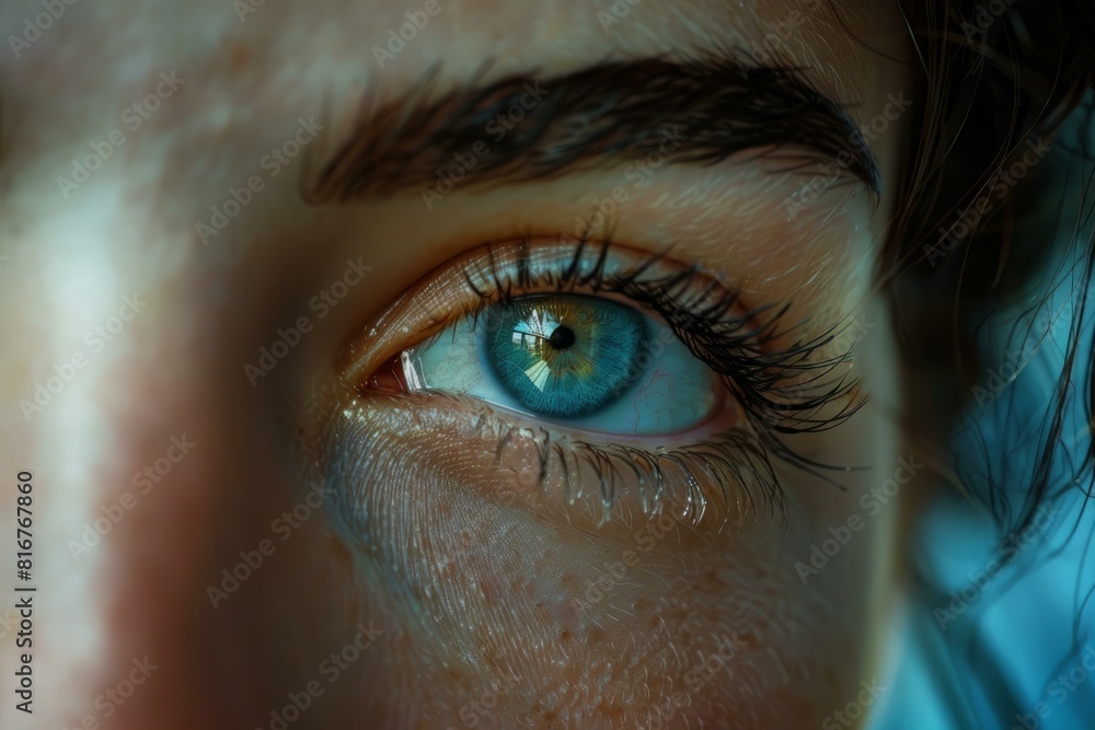 Aufkleber macro shot capturing the unique patterns and colors of a human iris