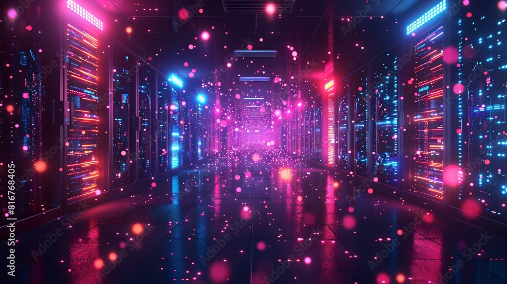 Poster abstract technology background with glowing particles. futuristic digital backdrop.