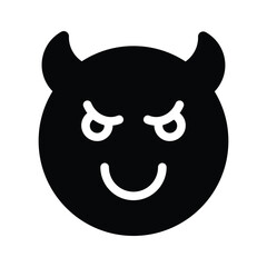 Scary devil with horns, customizable emoji icon in trendy style