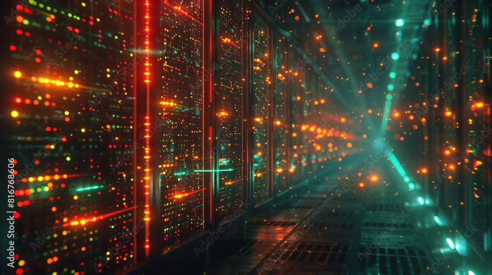 Poster abstract technology background. futuristic data center concept. 3d rendering.