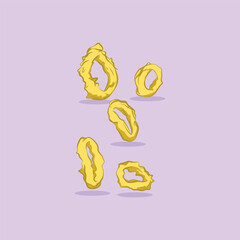 Vector illustration of onion rings on a purple background