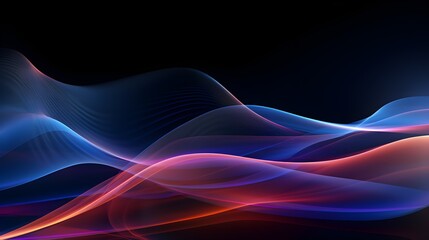 Ethereal Elegance translucent glass ribbon on a dark abstract background with dynamic holographic waves and glowing lines and iridescent design element for striking banner background and wallpaper