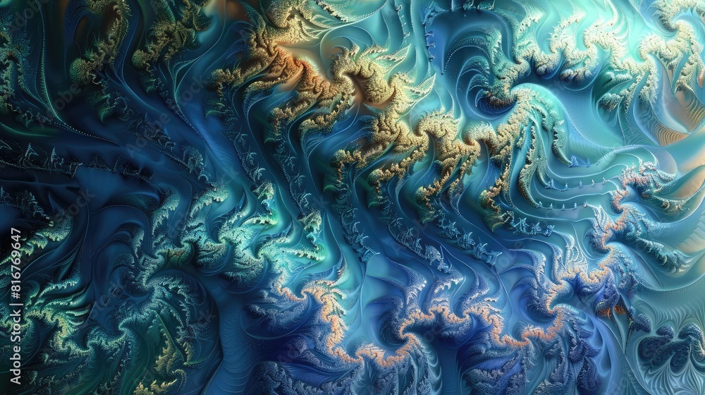 Poster fractal designs created by computers for artistic expression design and entertainment