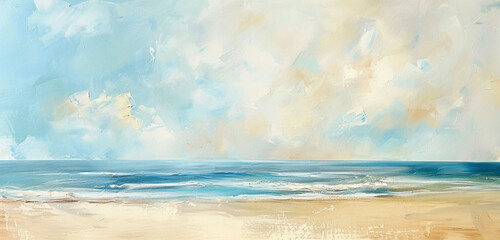 Panoramic summer sandy beige and coastal blue abstract.