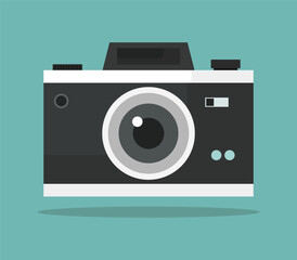 Selective focus shot of a cartoon symbol of a digital camera