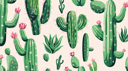 Cactus Seamless pattern repeat wallpaper background Vector