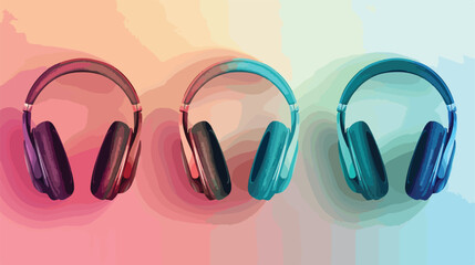Modern headphones on color background Vector illustration
