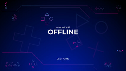 gaming offline streaming banner design with blue and pink gradient geometric composition