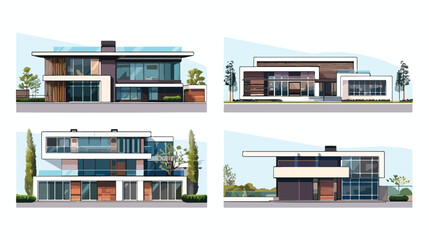 Modern houses villas exteriors Four. Residential building