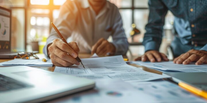 Startup legal team drafting documents, close up, compliance theme, dynamic, blend mode, law office