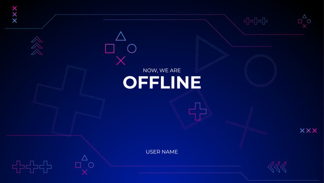 gaming offline streaming banner design with blue and pink gradient geometric composition