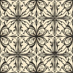 Fototapeta premium Elegant Vintage Floral Pattern on Tile Design for Backgrounds and Wallpapers
