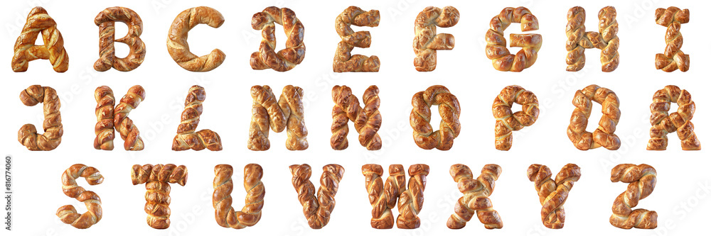 Poster english characters bakery style transparent isolated collection in 3d png for all purpose.