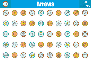 Arrows Icons Set. Editable Stroke. Pixel Perfect