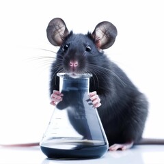 Photo of Lab Rat, symbolizing animal testing ,isolated on white background