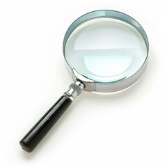 Photo of Magnifying Glass, symbolizing examination or inspection ,isolated on white background
