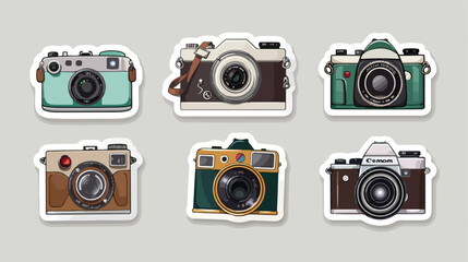 Camera stickers Isolated on white background Vector style
